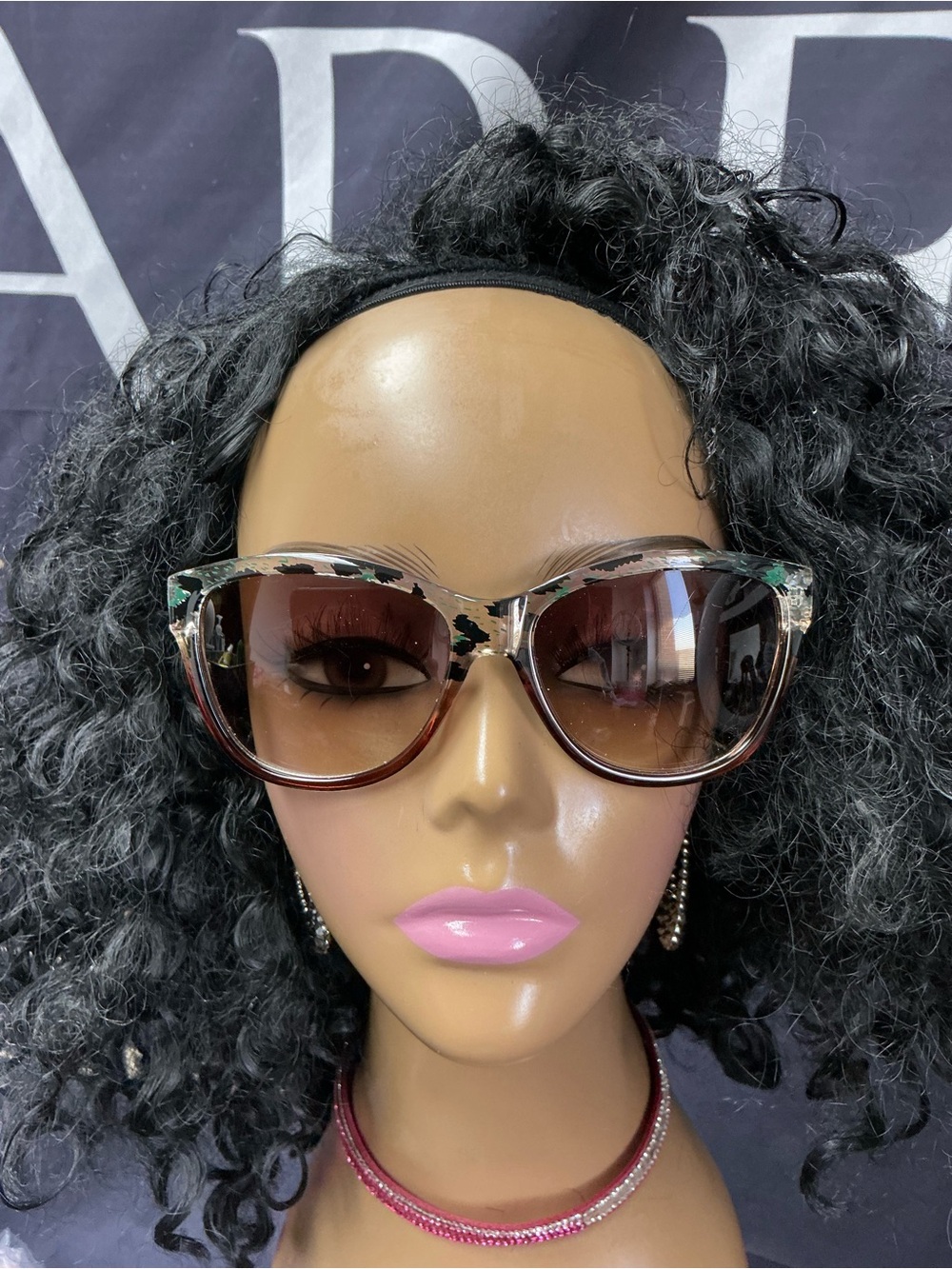 Steve Madden Women's Brown Gradient Sunglasses with Green Tortoiseshell Frame